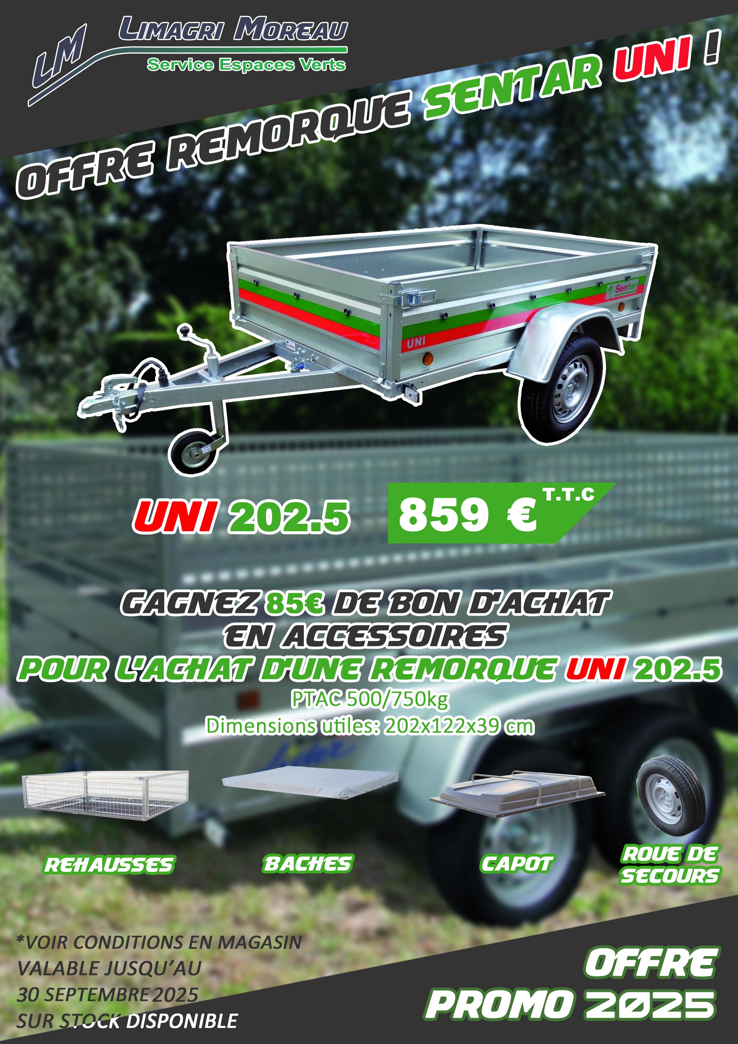 Remorque SENTAR UNI 202 en promotion !